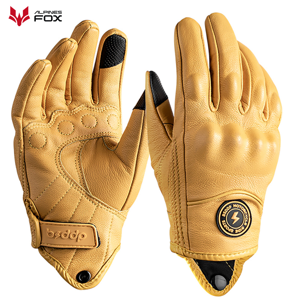 Motorcycle Gear Fox - 레트로 가죽 오토바이 장갑 빈티지 남성