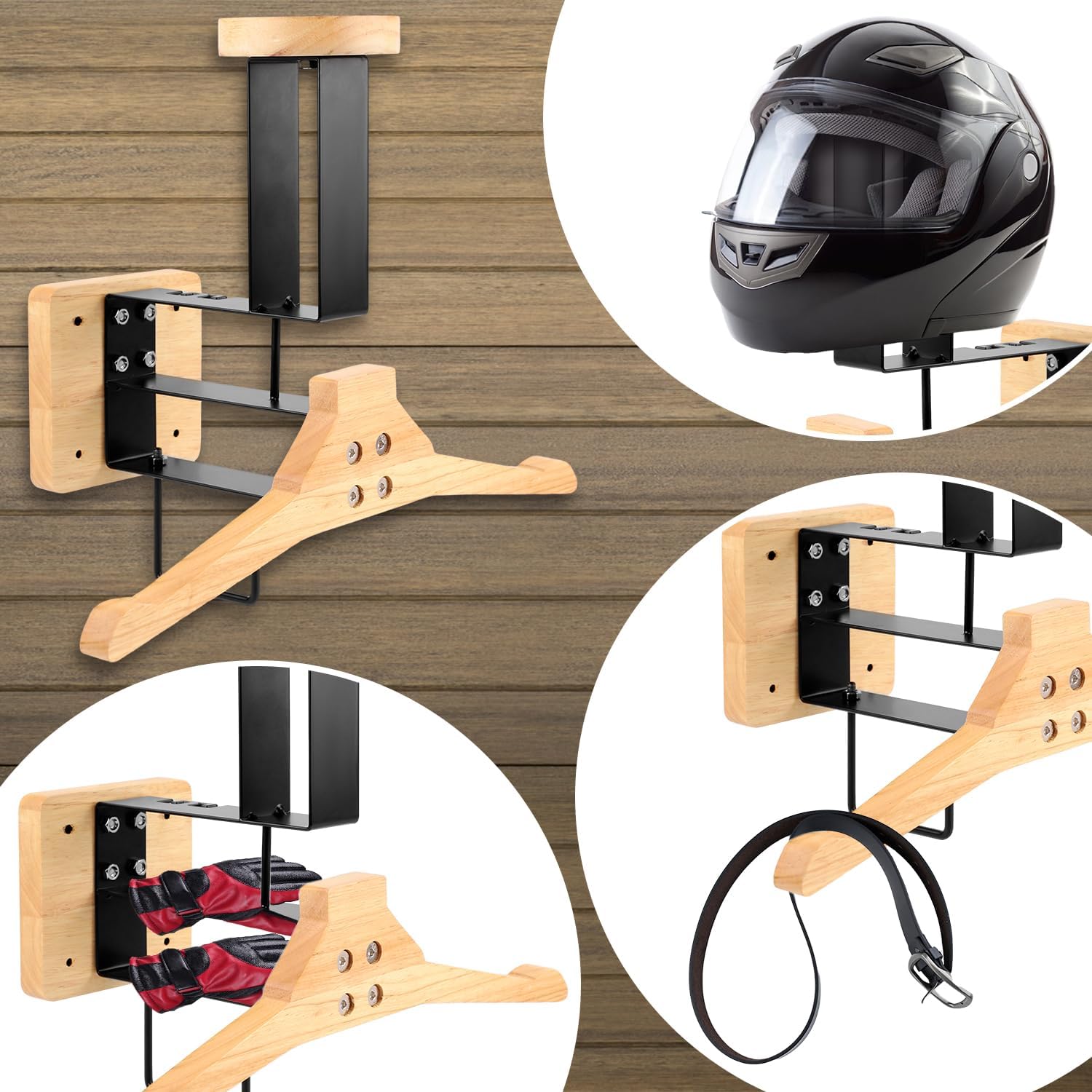 나무 오토바이 헬멧 홀더 벽걸이형 후크 디스플레이 랙  - Motorcycle Gear Wall Mount 리뷰 및 가격