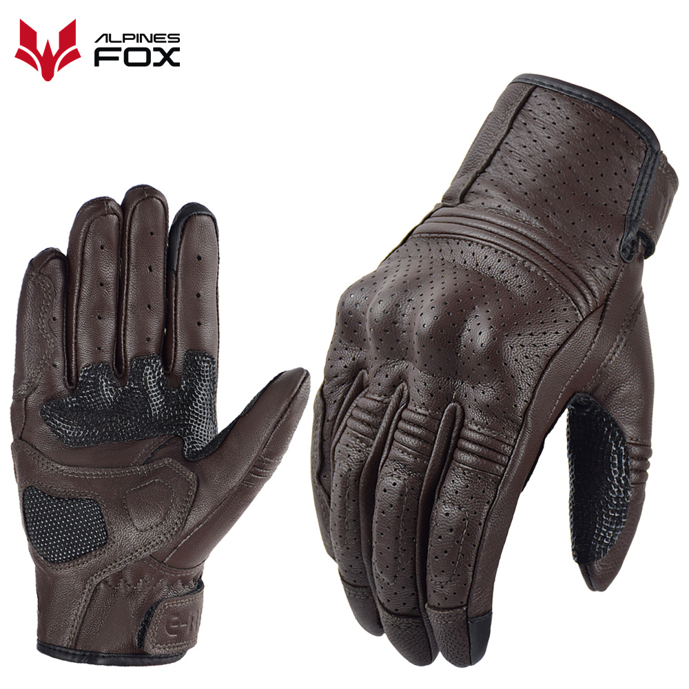 레트로 오토바이 가죽 장갑 천공 여름 통기성 터치 스크 - Motorcycle Gear Fox 리뷰 및 가격