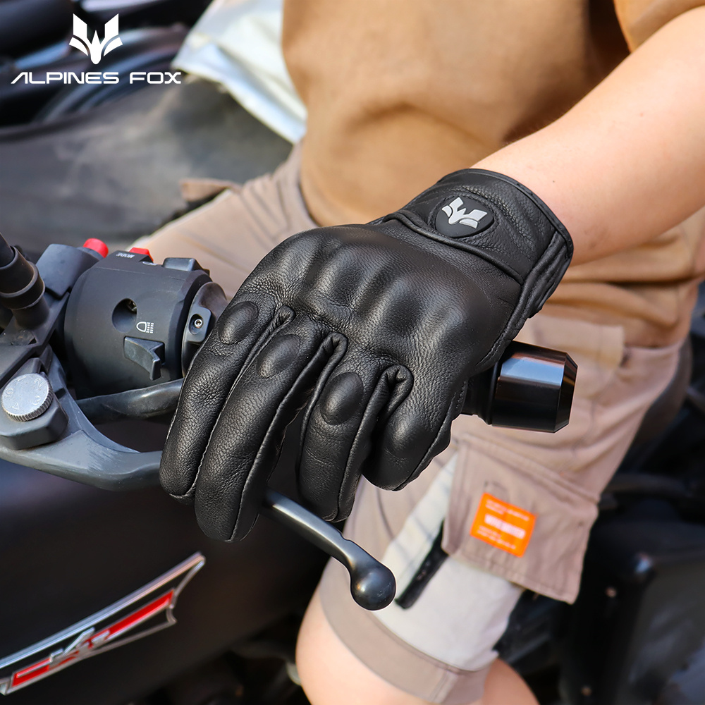 빈티지 정품 가죽 천공 오토바이 장갑 남자 여자 레트로 - Motorcycle Gear Fox 리뷰 및 가격