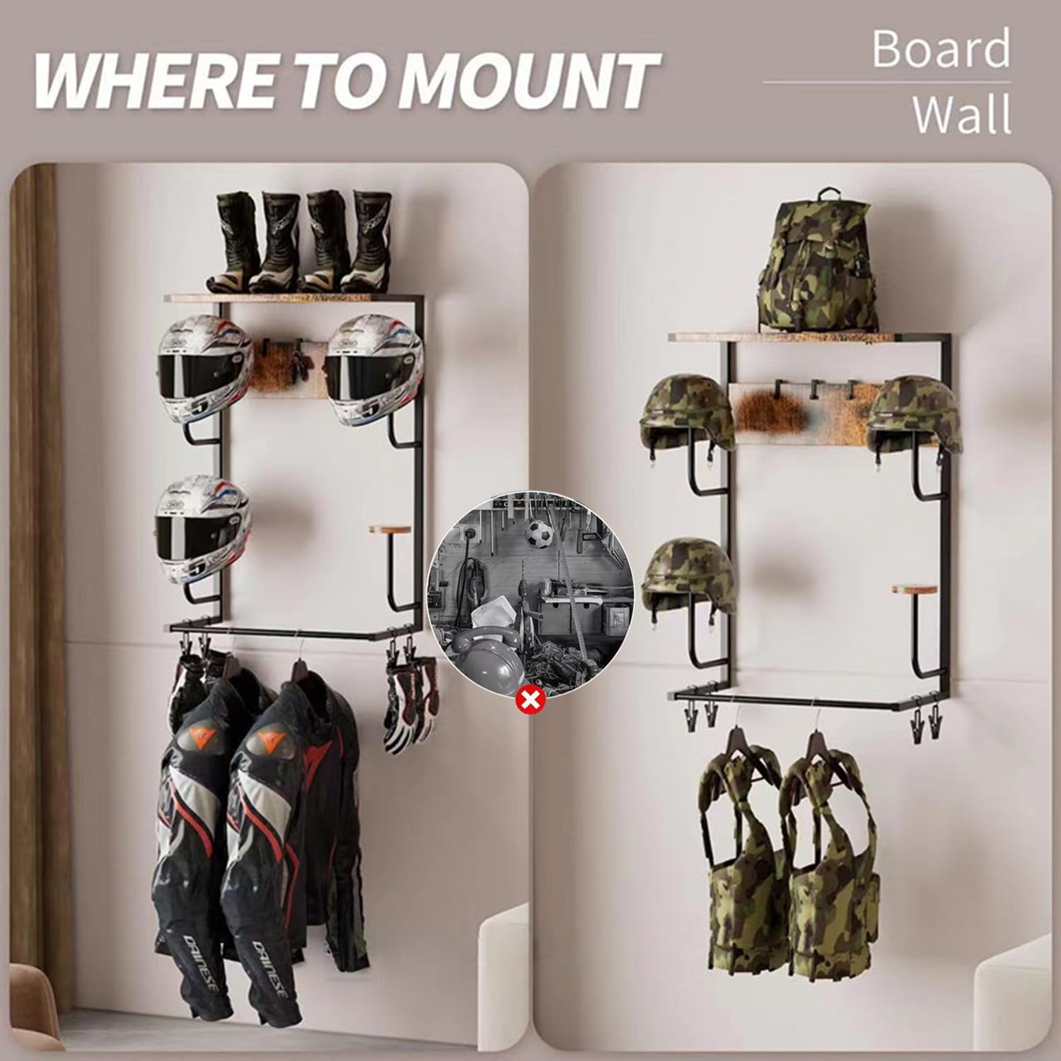 오토바이 헬멧 거치대, 벽걸이형 헬멧 랙, 4개의 장갑 - Motorcycle Gear Wall Mount 리뷰 및 가격
