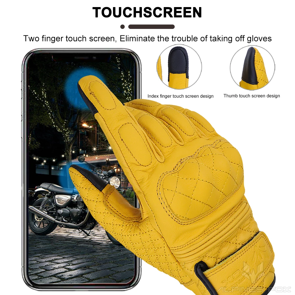 레트로 오토바이 장갑 진짜 가죽 전체 손가락 검정 노란 - Motorcycle Gear Fox 리뷰 및 가격